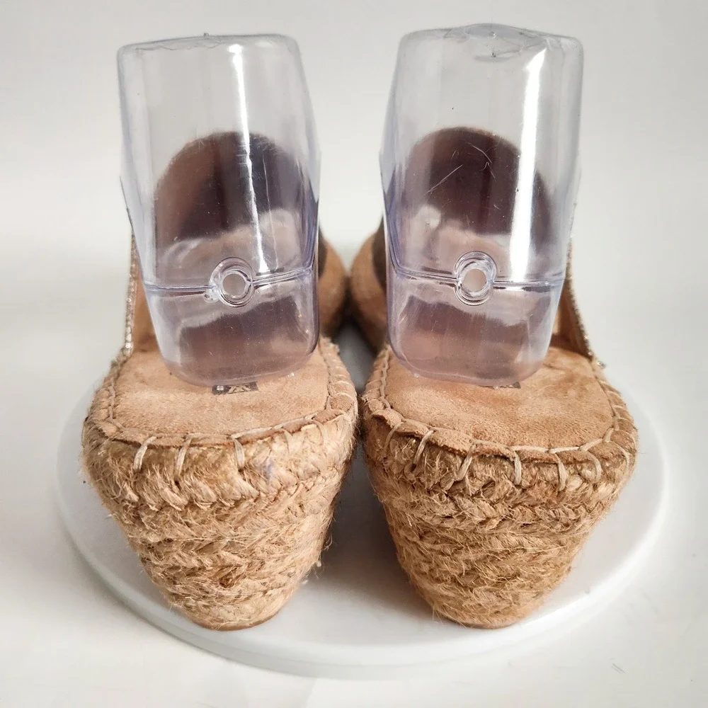 White Mountain Sandals Size 10 Espadrilles Wedges‎ Open Toe Mules Gold Glitter